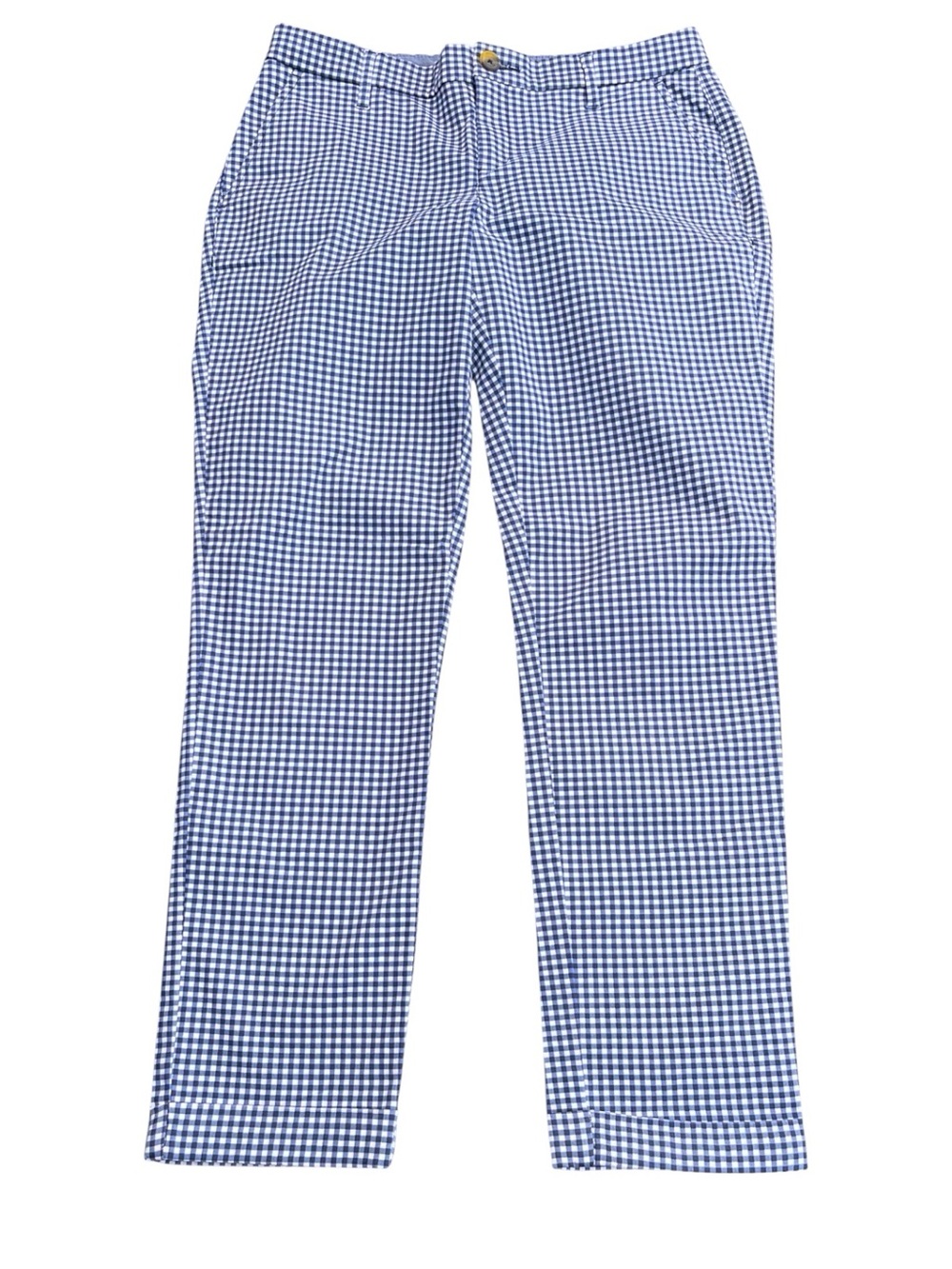 Tommy Hilfiger Blue/White Gingham Straight-Leg Cuffed Ankle Pant (4/6)